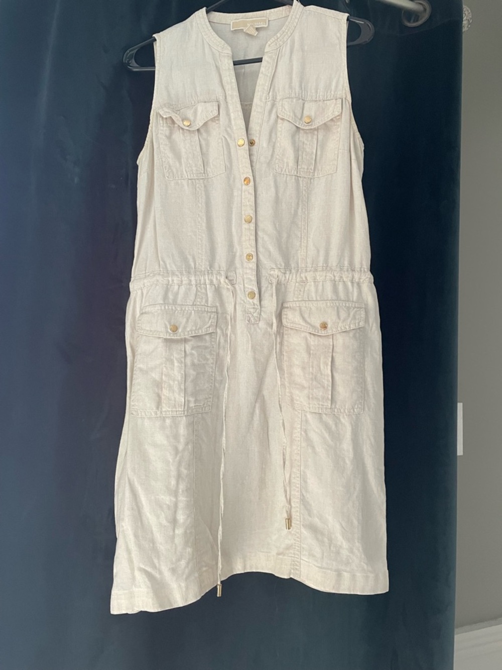 MICHAEL Michael Kors Sleeveless Linen Dress in Off-White